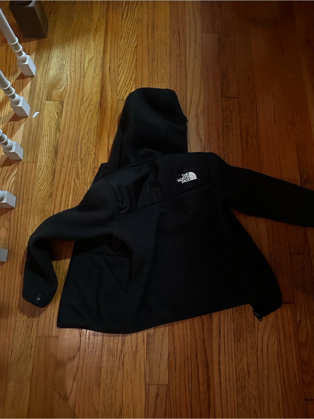 The North Face Kids Black Hooded Fleece Jacket with Logo